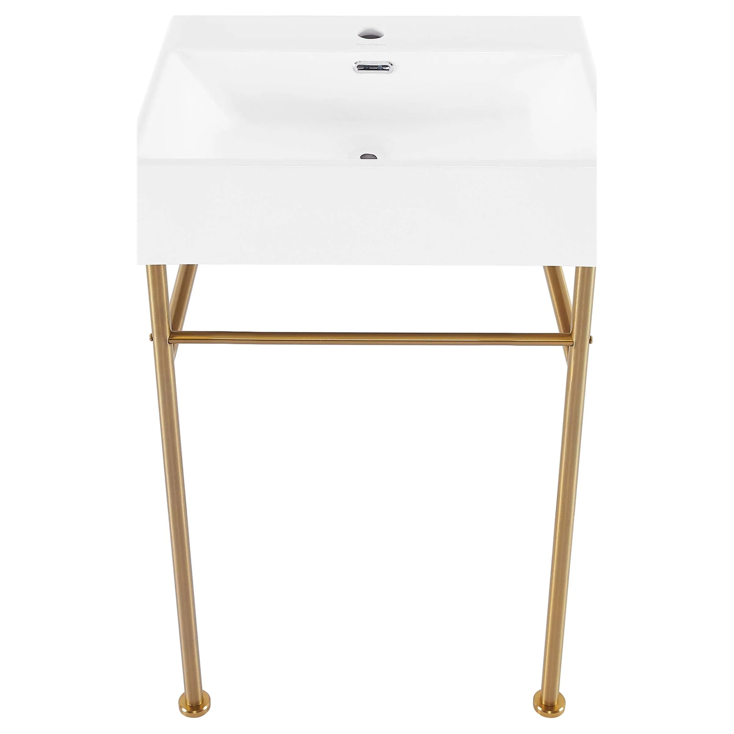 Claire 24" Ceramic Console Sink White Basin Gold Legs - Contemporary - Bathroom Sinks - by Swiss Madison | Houzz