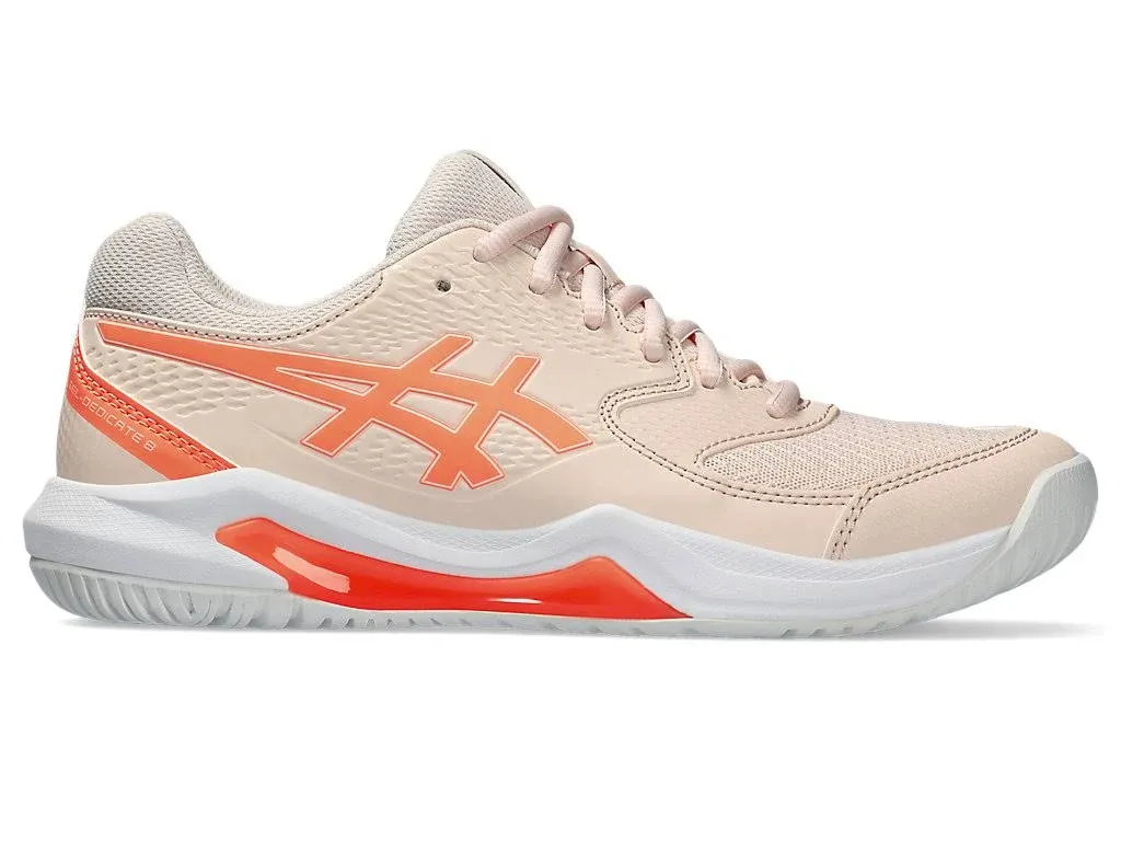 ASICS Women's Gel Dedicate 8 Tennis Shoes, Pearl Pink/Sun Coral, Size 9.5