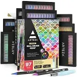 ARTEZA Real Brush Pens, 96 Watercolor Pens, Drawing Markers with Flexible Brush Tips, Watercolor Markers for Artists, and Beginners