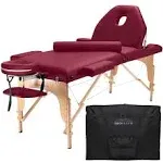 Portable Massage Table with Bolster and Tilt Backrest - Burgundy