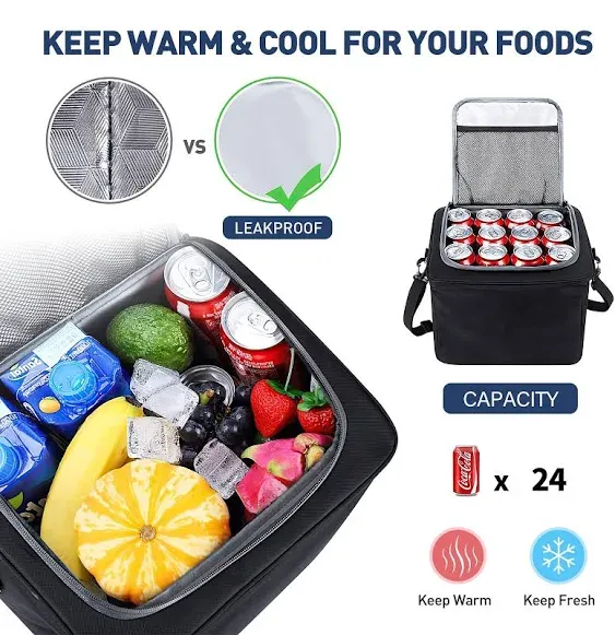 Collapsible Trunk Organizer for Car with Insulated Leak Proof Cooler Bag, 3 Compartments SUV Cargo Organizer