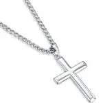 Mens Sterling Silver Cross Pendant Necklace with 22 inch Chain Silver Cross N...