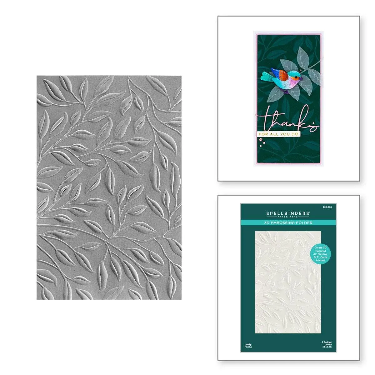 SPELLBINDERS PAPERCRAFTS, INC 3D Embossing Folder Leafy, Opaque