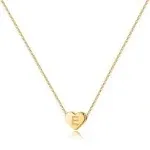 Small Initial E Necklace for Girls - 14K Gold Filled Heart Initial Necklaces