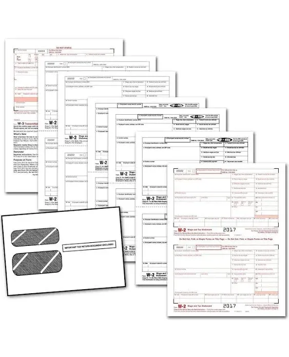 W2 Forms 2024 6-Part Kit of Laser Tax Forms for 25 Employees and W-3 Transmittal for Quickbooks and Accounting Software, 2024 W2 Forms