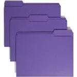 Smead Colored File Folders, 1/3-Cut Tabs: Assorted, Letter Size, 0.75&quot; Expansion, Purple, 100/Box 