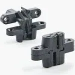 Black Finish Soss Concealed Hinge, Wings measure 1/2" Wide x 2-3/8" Long for 3/4", SOSS #204