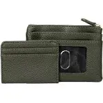 Julia Buxton Solid Pebble Faux Leather Large ID Coin Case, Green