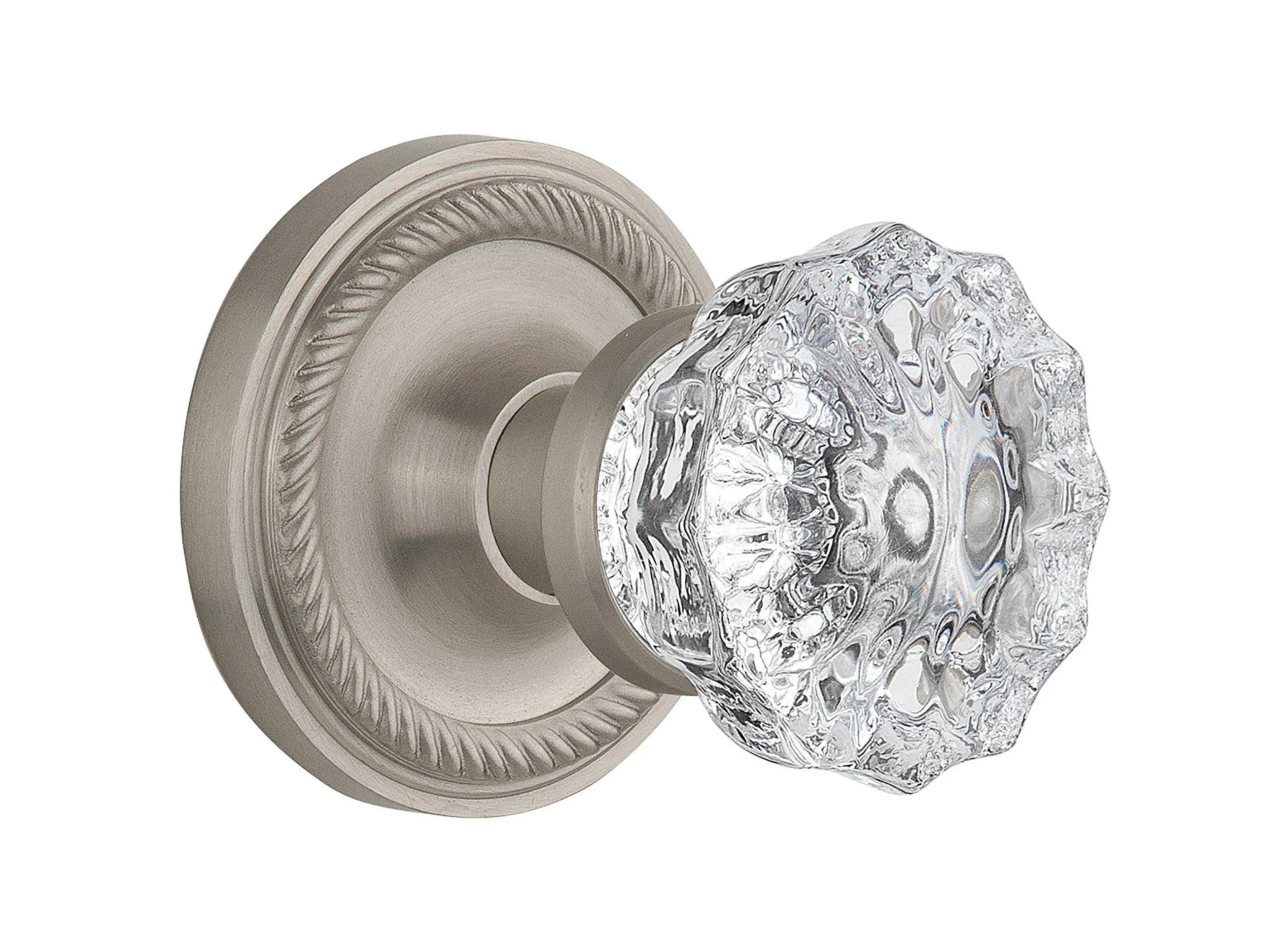 Nostalgic Warehouse Rope Rosette Passage Crystal Knob-Polished Brass