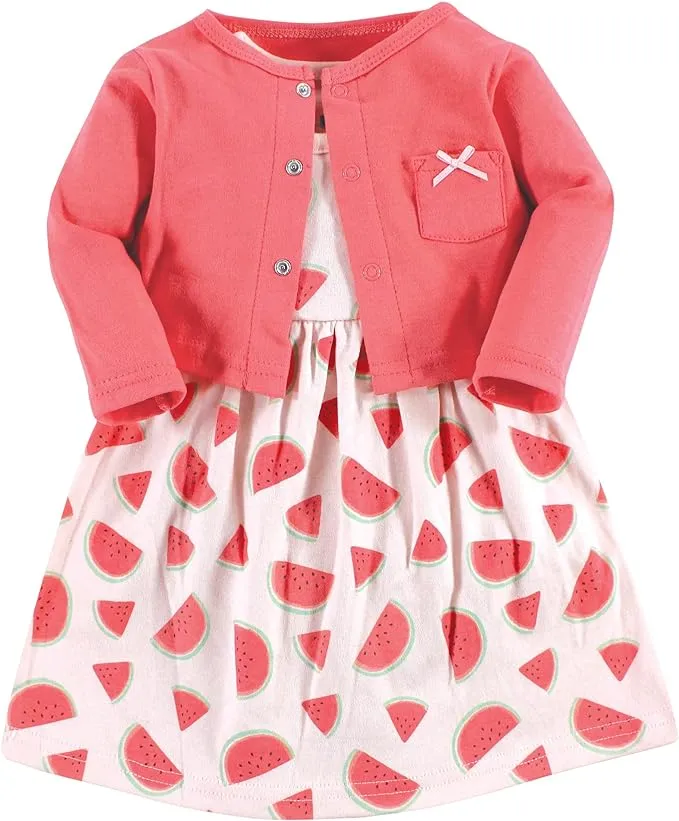 Hudson Baby Baby Girls' Cotton Dress and Cardigan Set