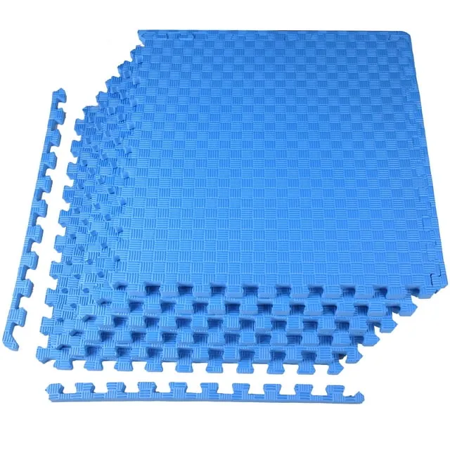 BalanceFrom 1 In. Thick Flooring Puzzle Exercise Mat with High Quality EVA Foam Interlocking Tiles, 6 Piece, 24 Sq Ft. Blue