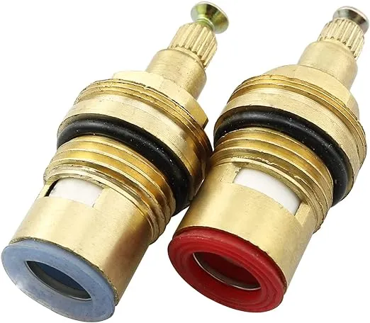 Faucet Valve Ceramic Stem LQ Industrial 1Pair 20 Teeth Ceramic Disc Cartridge G1/2" Replacement Brass Faucet Valve for Bathroom Kitchen