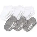 Burt's Bees Baby 6 Pack Organic Cotton Ankle Socks - White & Grey 3-12m