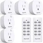 Remote Control Outlet Wireless Light Switch for Household Appliances, Expandable Remote Light Switch Kit, Up to 100 ft Range, FCC Certified, ETL Listed, White (5 Outlets + 2 Remotes)