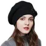 Somaler Winter French Beret for Women 100% Angora Wool Classic Beret Beanie ...