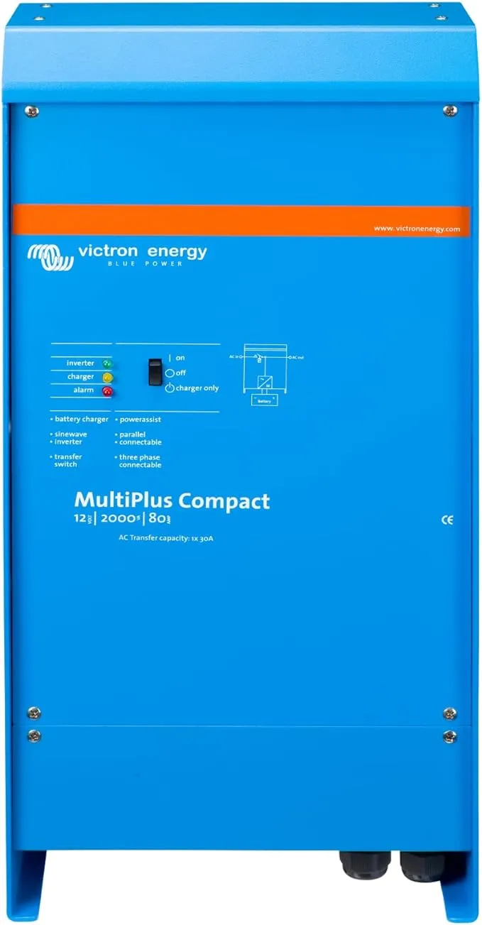 Victron Energy MultiPlus Compact Pure Sine Wave Inverter Charger for 80 amp Battery, 2000VA 12-Volt