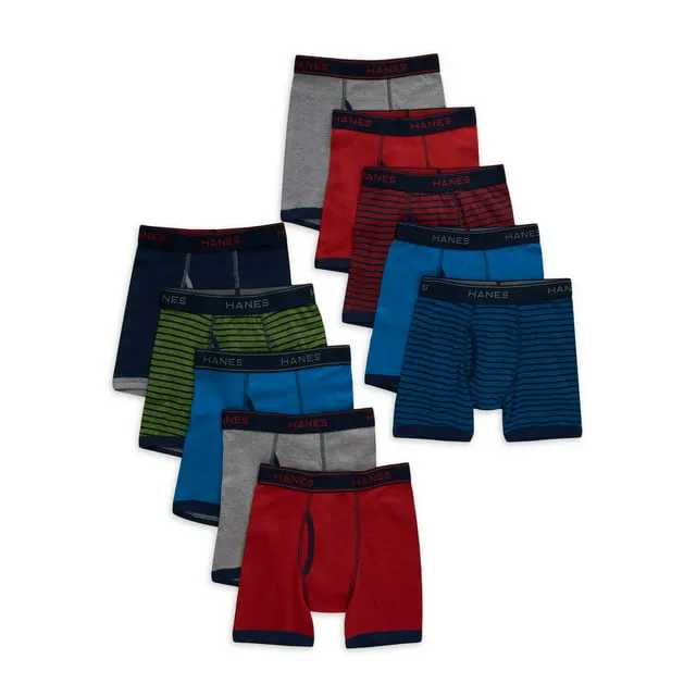 Hanes Boys’ Comfort Flex Tagless Boxer Briefs, 10 Pack, Sizes S-XL