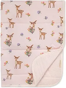 Burts Bees Baby Infant Reversible Blankets 100% Organic Cotton GOTS Certified - A-Bee-C Prints with Quilting Pattern Soft Nursery Blanket with 100% Polyester Fill for Size 30 x 40 Inch