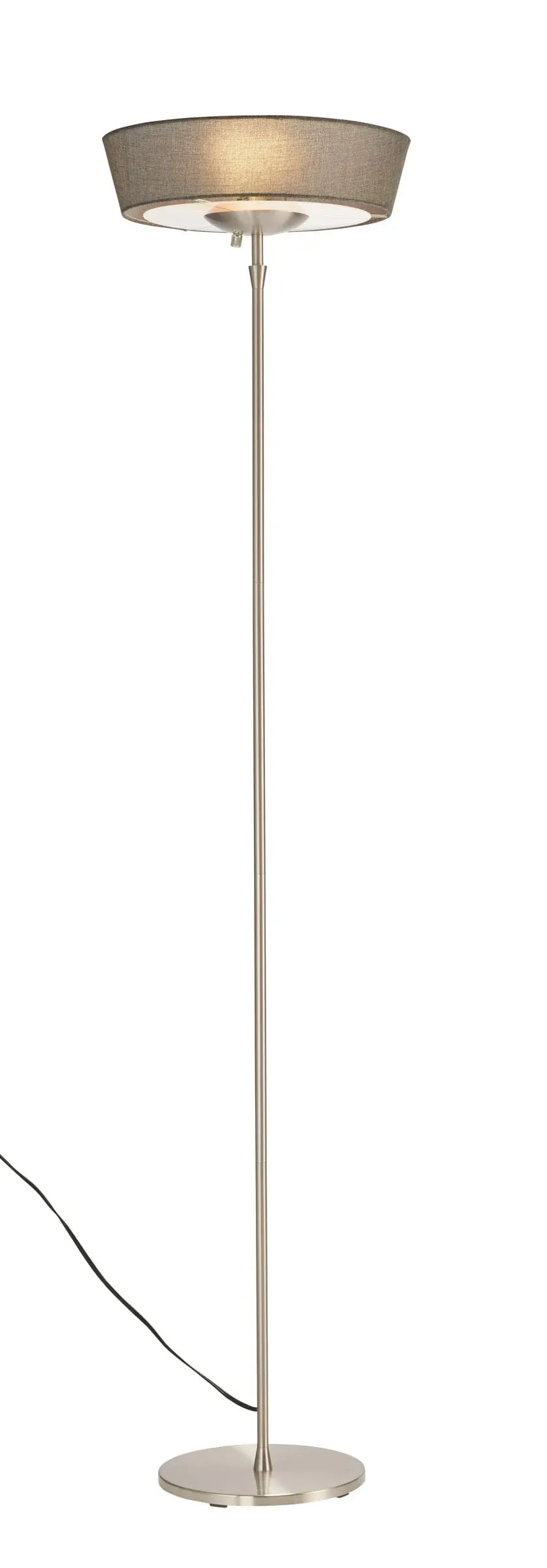 Harper 71 in. Satin Steel Floor Lamp with Grey Shade