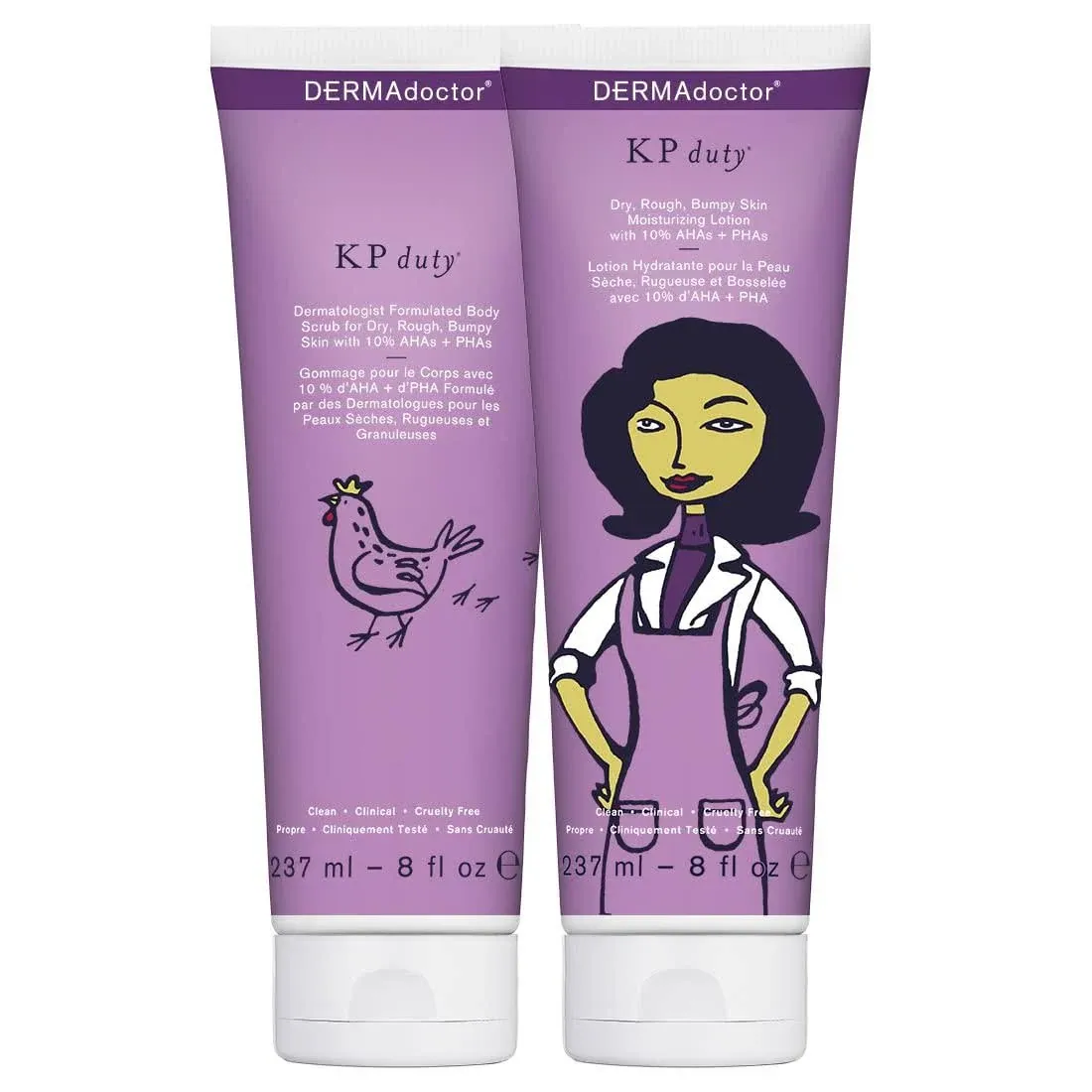 DERMAdoctor KP Bump Eraser Body Scrub and Lotion Kit Dermatologist Formulated Exfoliant | Keratosis Pilaris Treatment For Dry And Bumby Skin 10% AHAs + PHAs